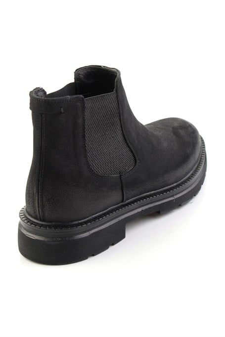 Siyah Nubuk Hakiki Deri Erkek Bot & Bootie E02089009401