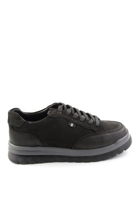 Siyah Nubuk Hakiki Deri Erkek Casual Ayakkabı E01089009601