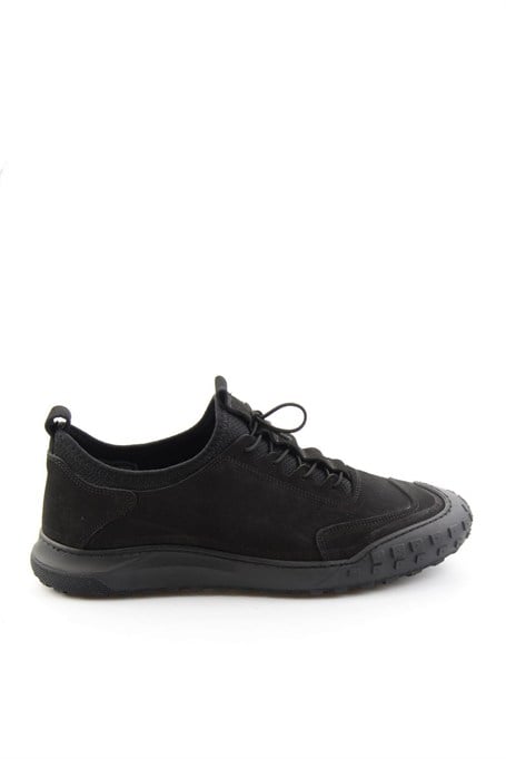 Siyah Nubuk Hakiki Deri Erkek Sneaker E01076378501
