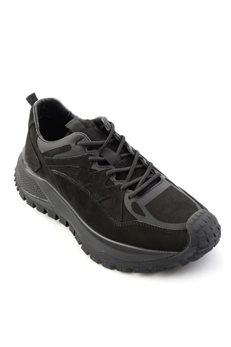 Siyah Nubuk Hakiki Deri Erkek Sneaker E01018272101