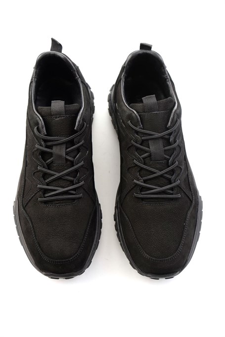 Siyah Nubuk Hakiki Deri Erkek Sneaker E01018272001
