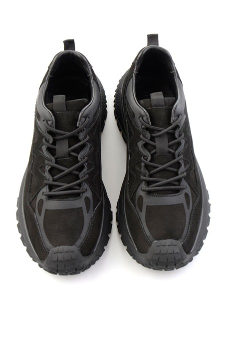 Siyah Nubuk Hakiki Deri Erkek Sneaker E01018272101