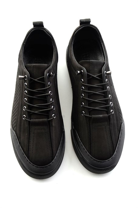 Siyah Nubuk Hakiki Deri Erkek Sneaker E01438096001