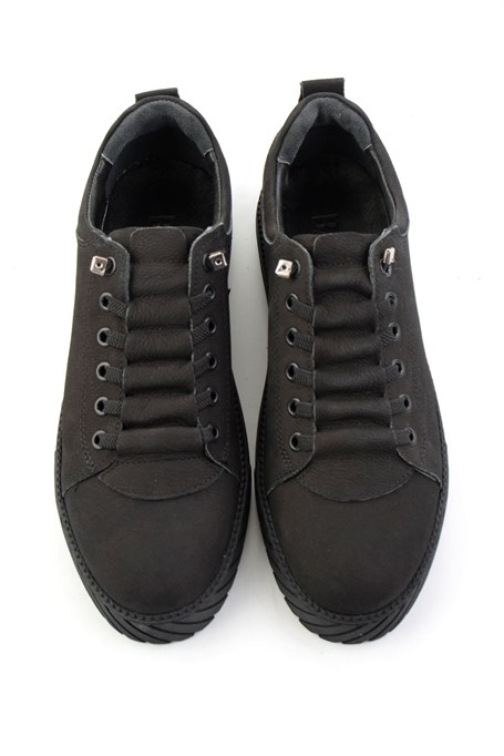 Siyah Nubuk Hakiki Deri Erkek Sneaker E01610196501