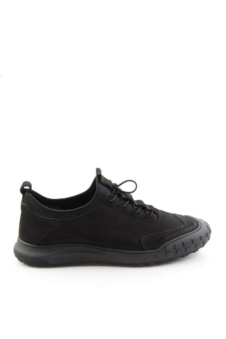 Siyah Nubuk Hakiki Deri Erkek Sneaker E01076378501