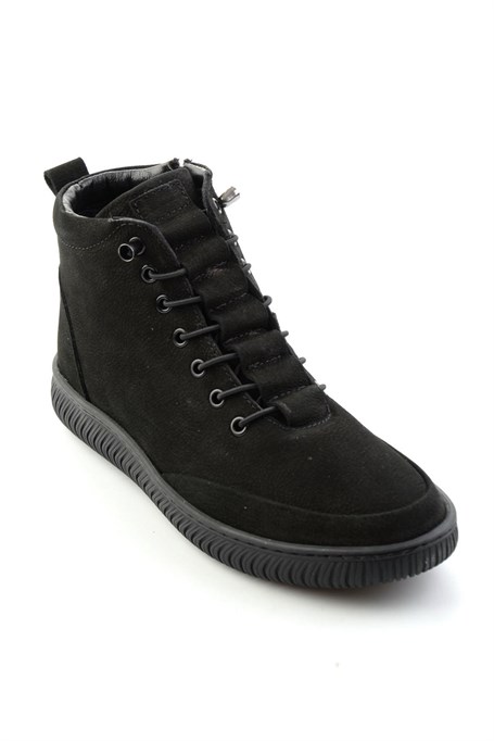 Siyah Nubuk Hakiki Deri Kadın Bot & Bootie K02045900101