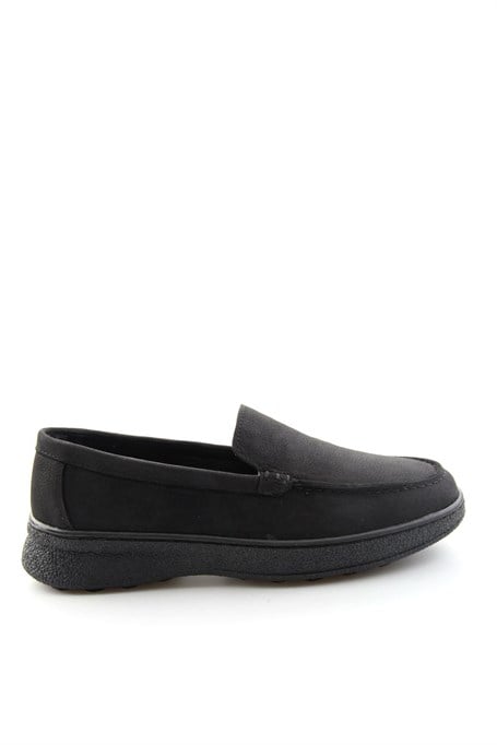 Siyah Nubuk Hakiki Deri Kadın Loafer Ayakkabı K01007979401