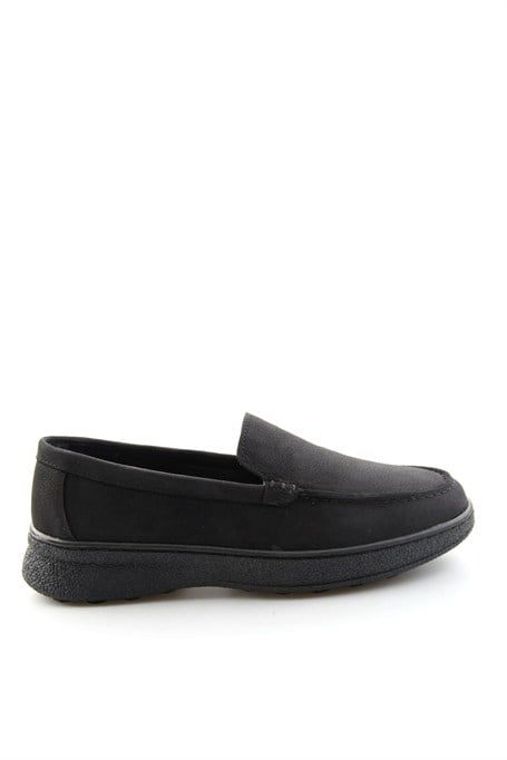 Siyah Nubuk Hakiki Deri Kadın Loafer Ayakkabı K01007979401