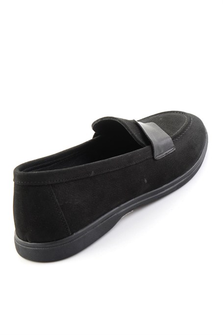 Siyah Nubuk Hakiki Deri Kadın Loafer Ayakkabı K01821097401