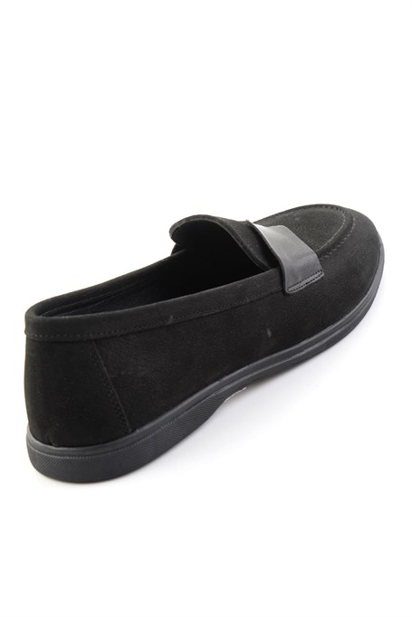 Siyah Nubuk Hakiki Deri Kadın Loafer Ayakkabı K01821097401