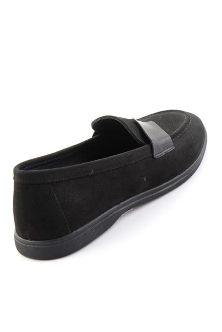 Siyah Nubuk Hakiki Deri Kadın Loafer Ayakkabı K01821097401