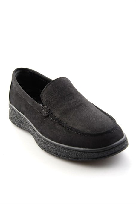Siyah Nubuk Hakiki Deri Kadın Loafer Ayakkabı K01007979401