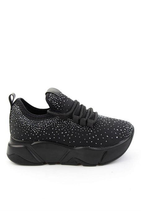 Siyah Platin Triko  Kadın Sneaker K01824040382