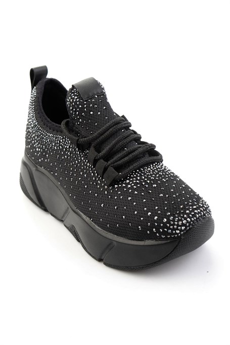 Siyah Platin Triko  Kadın Sneaker K01824040382
