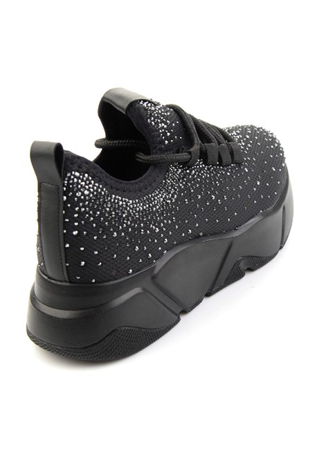 Siyah Platin Triko  Kadın Sneaker K01824040382