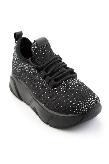 Siyah Platin Triko  Kadın Sneaker K01824040382