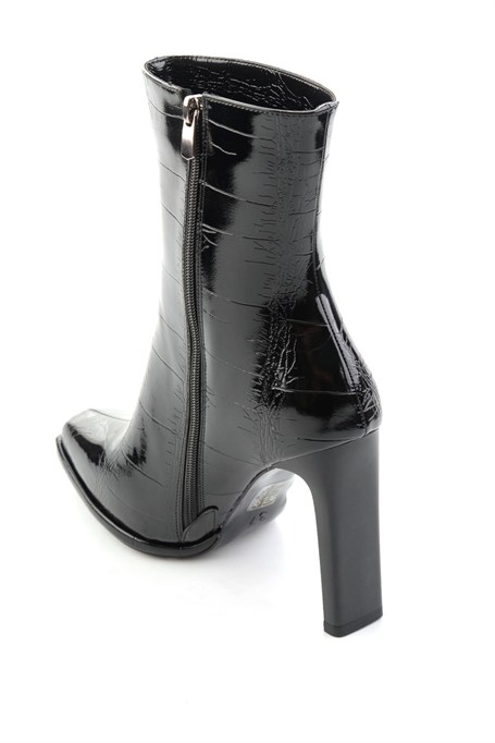 Siyah Rugan Kroko  Kadın Bot & Bootie K02209021119