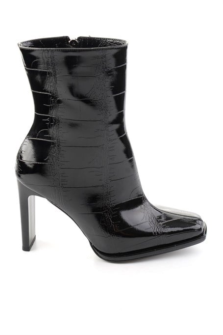 Siyah Rugan Kroko  Kadın Bot & Bootie K02209021119