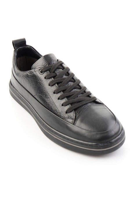 Siyah Siyah Floter Hakiki Deri Erkek Sneaker E01807061043