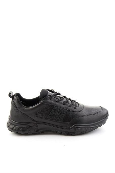 Siyah Siyah Floter Hakiki Deri Erkek Sneaker E01018271043
