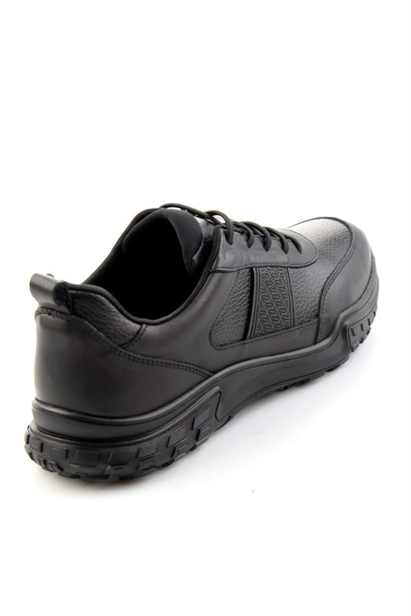 Siyah Siyah Floter Hakiki Deri Erkek Sneaker E01018271043