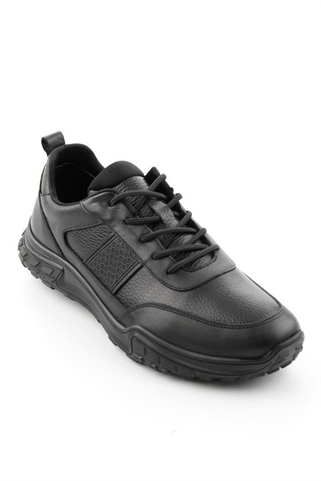 Siyah Siyah Floter Hakiki Deri Erkek Sneaker E01018271043