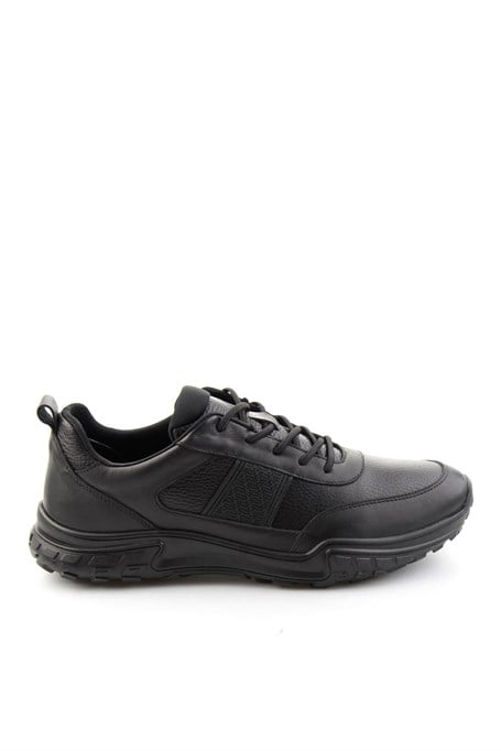 Siyah Siyah Floter Hakiki Deri Erkek Sneaker E01018271043