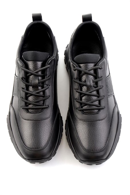 Siyah Siyah Floter Hakiki Deri Erkek Sneaker E01018271043