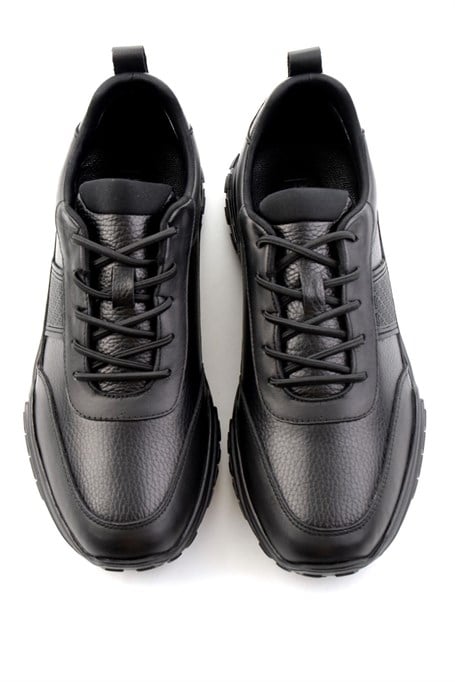 Siyah Siyah Floter Hakiki Deri Erkek Sneaker E01018271043