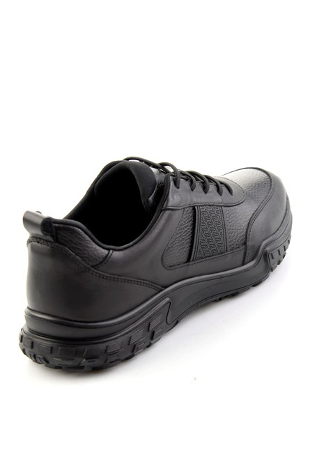 Siyah Siyah Floter Hakiki Deri Erkek Sneaker E01018271043