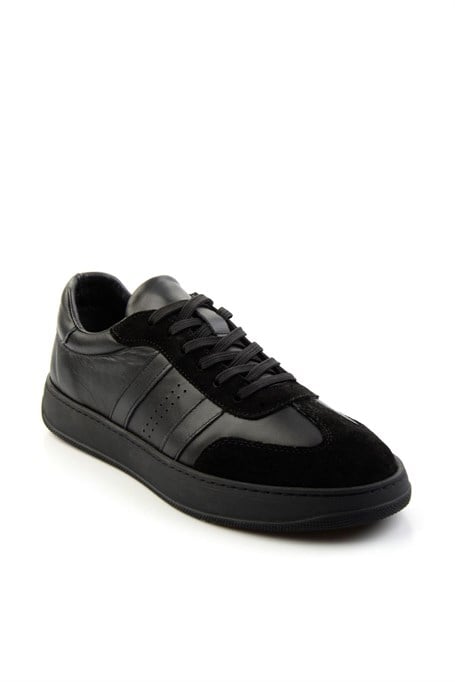 Siyah Siyah Hakiki Deri Erkek Sneaker E01759101802