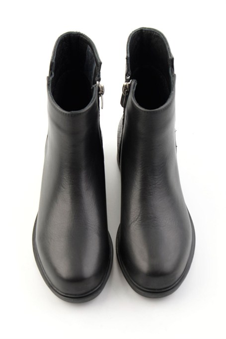 Siyah Siyah Hakiki Deri Kadın Bot & Bootie K02586307003