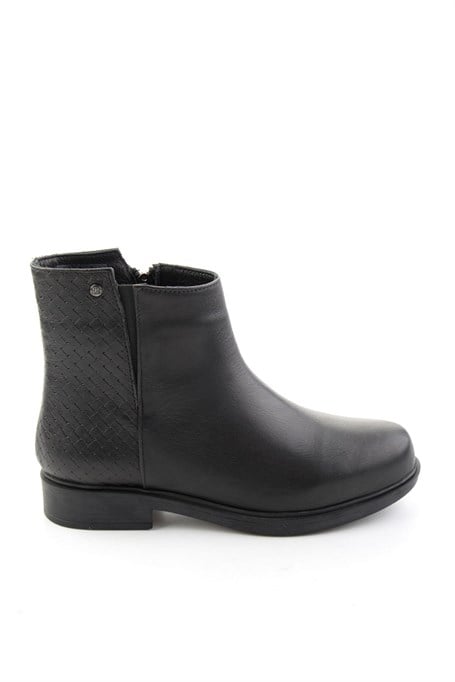 Siyah Siyah Hakiki Deri Kadın Bot & Bootie K02586307003