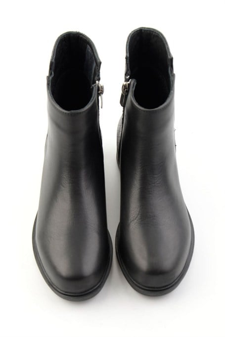 Siyah Siyah Hakiki Deri Kadın Bot & Bootie K02586307003