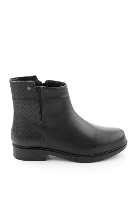 Siyah Siyah Hakiki Deri Kadın Bot & Bootie K02586307003
