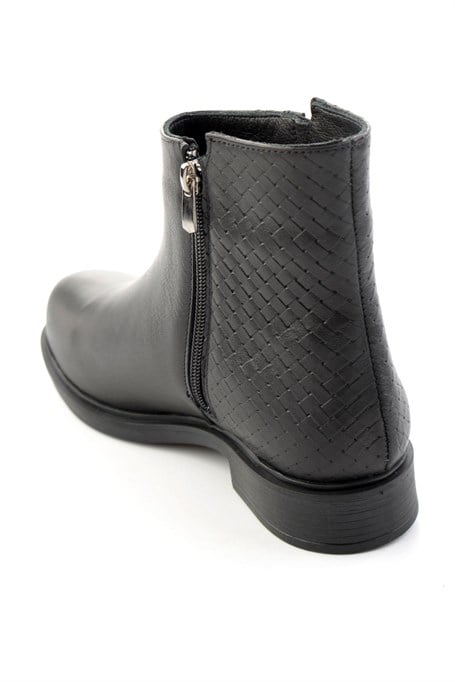 Siyah Siyah Hakiki Deri Kadın Bot & Bootie K02586307003