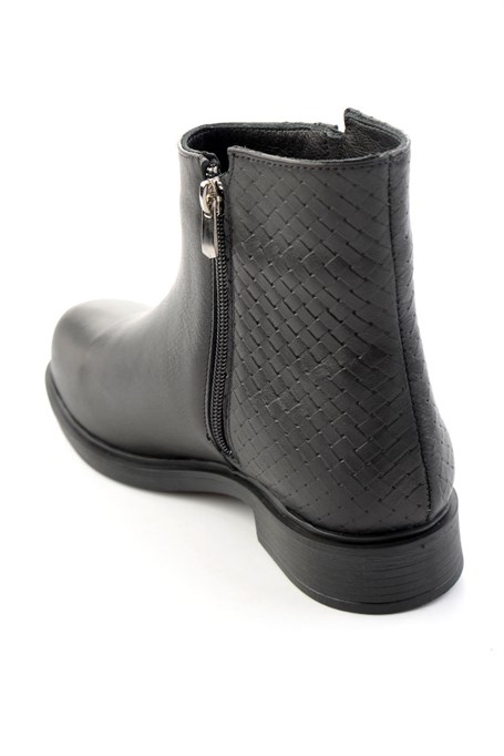 Siyah Siyah Hakiki Deri Kadın Bot & Bootie K02586307003