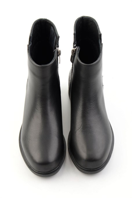 Siyah Siyah Hakiki Deri Kadın Bot & Bootie K02586307003