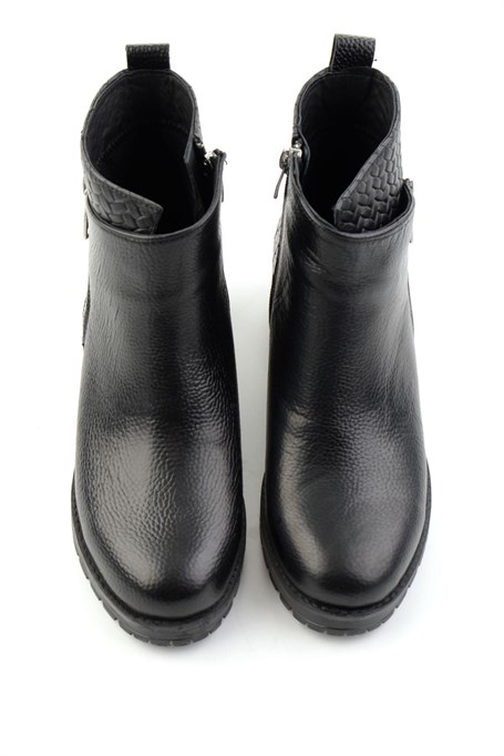 Siyah Siyah Hakiki Deri Kadın Bot & Bootie K02531230203