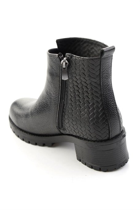 Siyah Siyah Hakiki Deri Kadın Bot & Bootie K02531230203