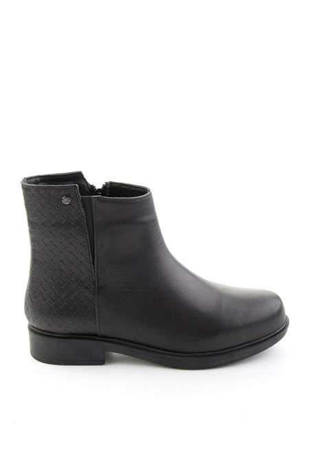 Siyah Siyah Hakiki Deri Kadın Bot & Bootie K02586307003