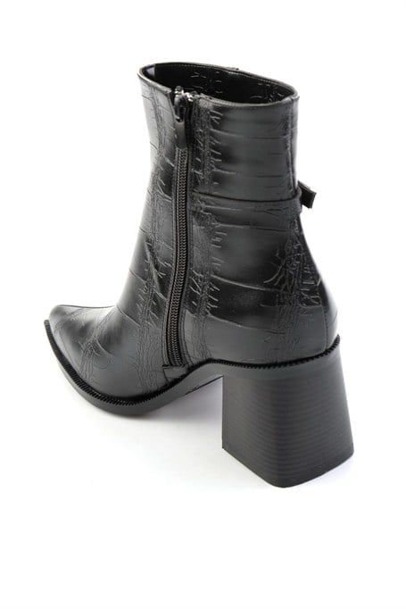 Siyah Siyah Kroko  Kadın Bot & Bootie K02565061509