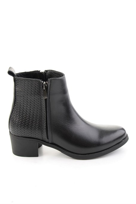 Siyah Siyah Örgü Hakiki Deri Kadın Bot & Bootie K02788140003