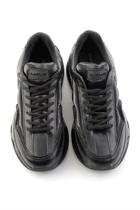 Siyah Siyah Streç  Kadın Sneaker K01228092409