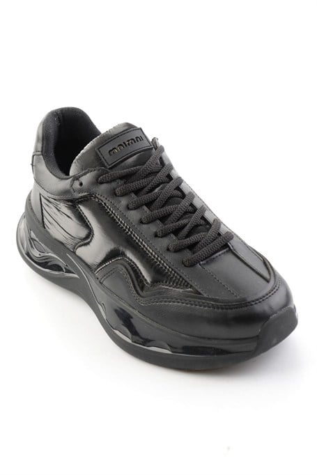 Siyah Siyah Streç  Kadın Sneaker K01228092409