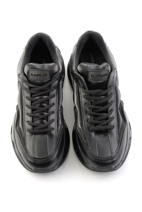 Siyah Siyah Streç  Kadın Sneaker K01228092409