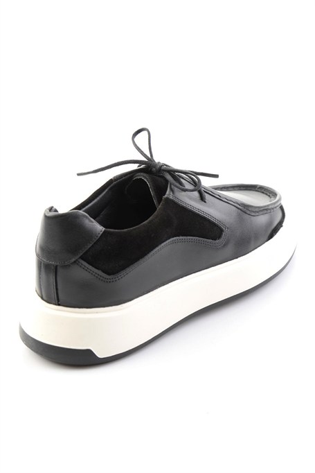 Siyah Siyah Süet Hakiki Deri Erkek Sneaker E01401023043