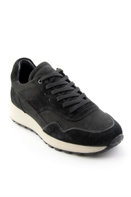 Siyah Süet Hakiki Deri Erkek Sneaker E01789045302
