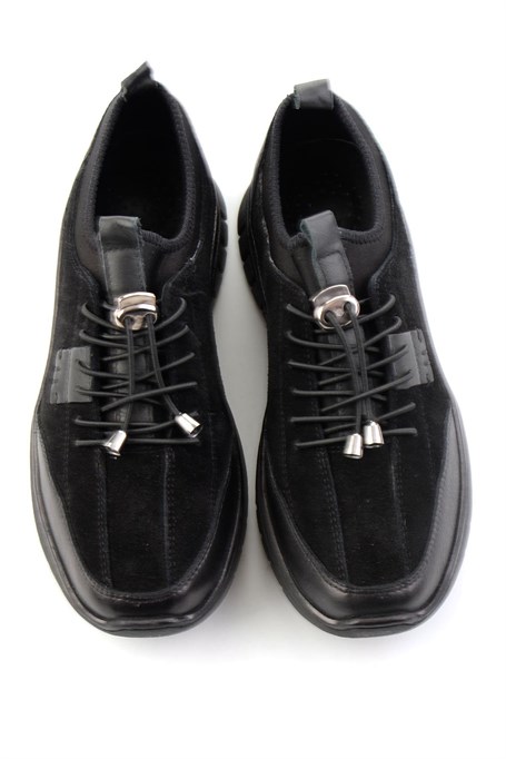 Siyah Süet Hakiki Deri Kadın Sneaker K01753000302