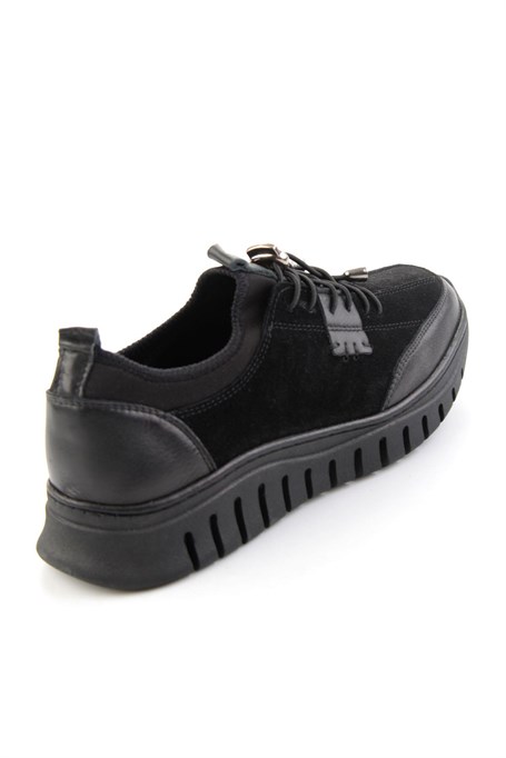 Siyah Süet Hakiki Deri Kadın Sneaker K01753000302